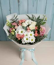 Букет цветов из:  Розы, Лизиантусы и Хризантемы #REPLACE_PRED# Мотыгино