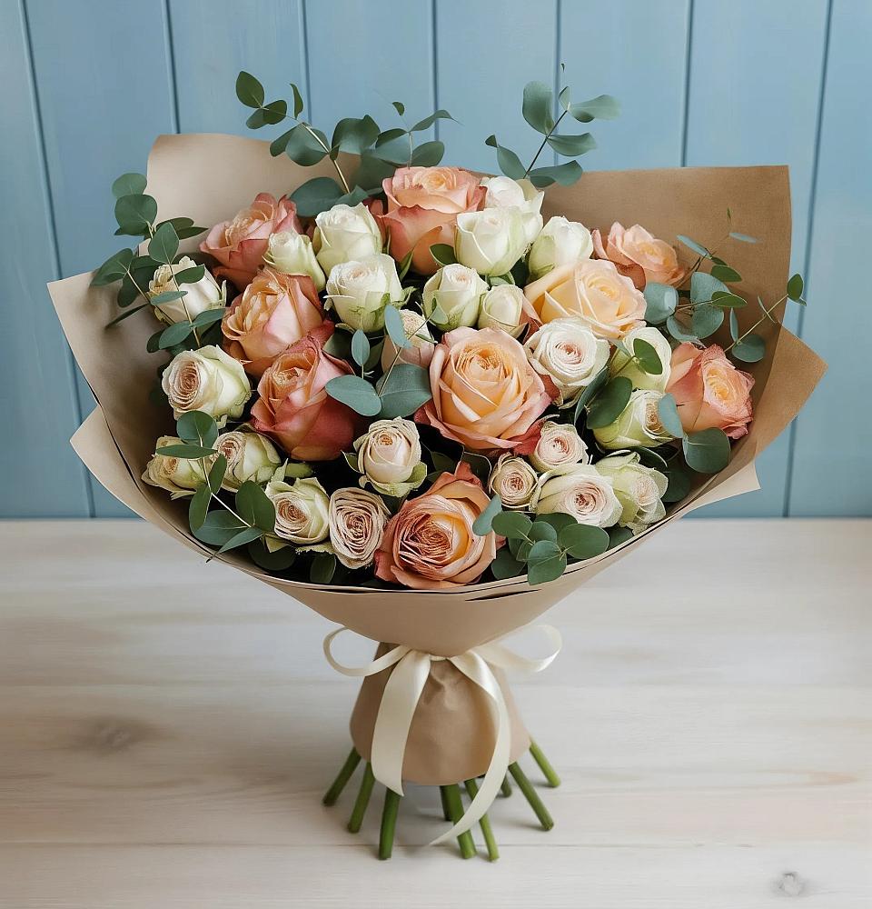 Букет цветов из: Альстромерии и Розы в Мотыгино