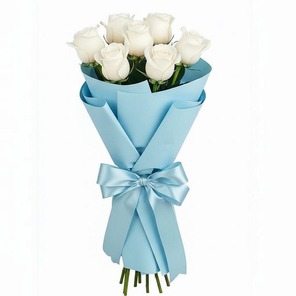 Букет 7 белых роз Проуд в Мотыгино