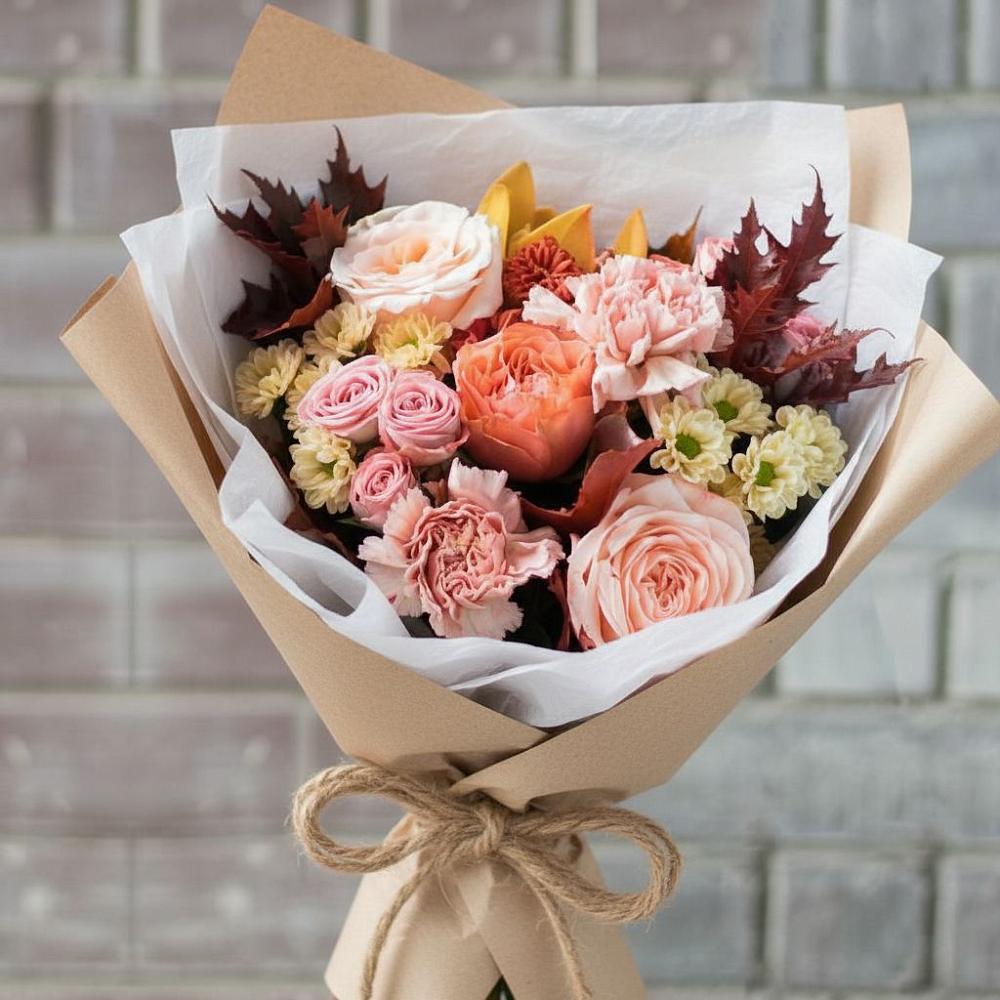 Букет цветов из: Гвоздики, Хризантемы и Розы в Мотыгино