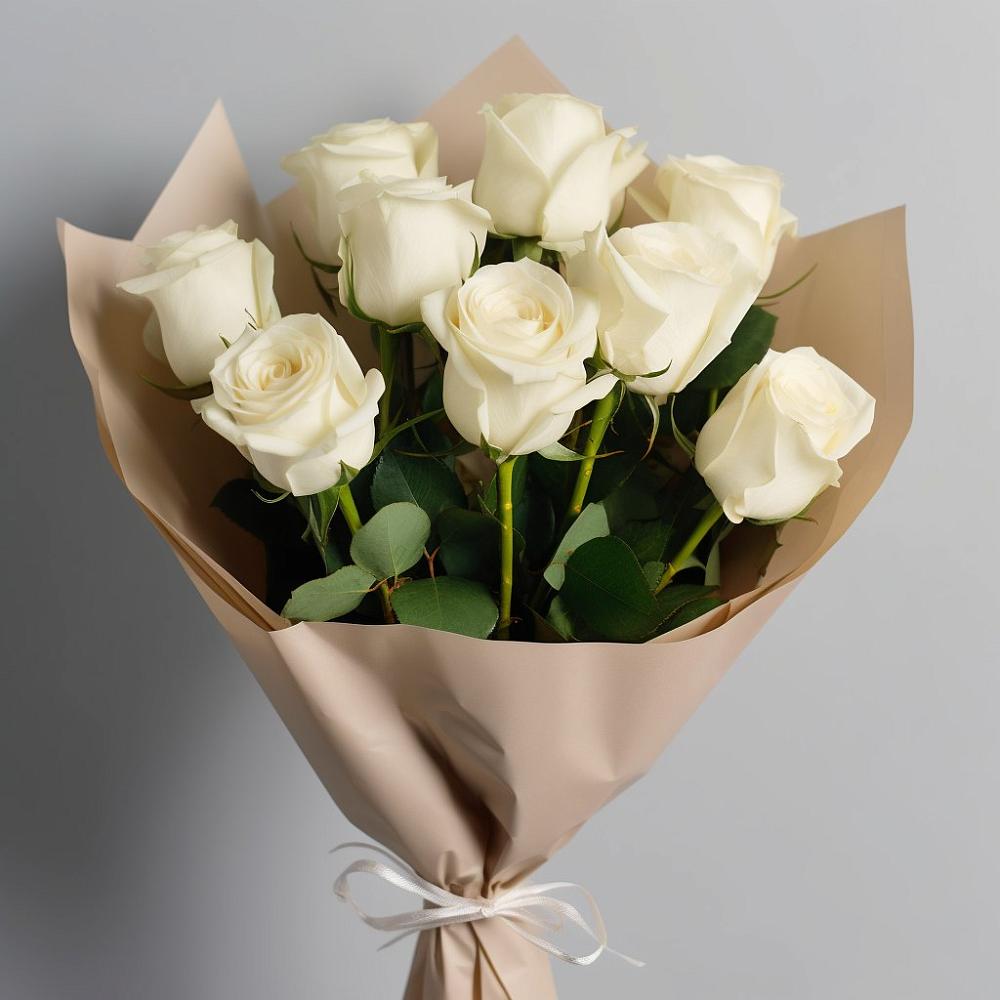 Букет 9 Белых роз Эдлесс Лав в Мотыгино