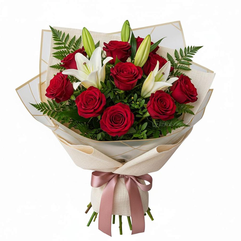 Букет цветов из: Лилии и Розы в Мотыгино