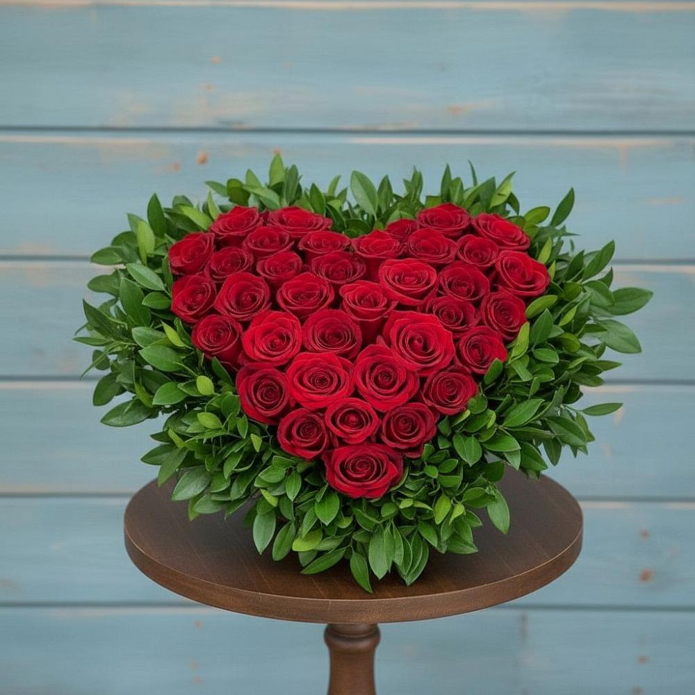 Цветочная композиция из Розы в виде сердца в Мотыгино