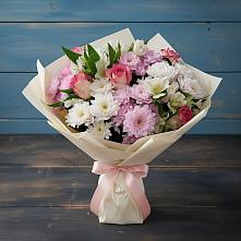 Букет цветов из:  Хризантемы, Альстромерии и Розы в Мотыгино