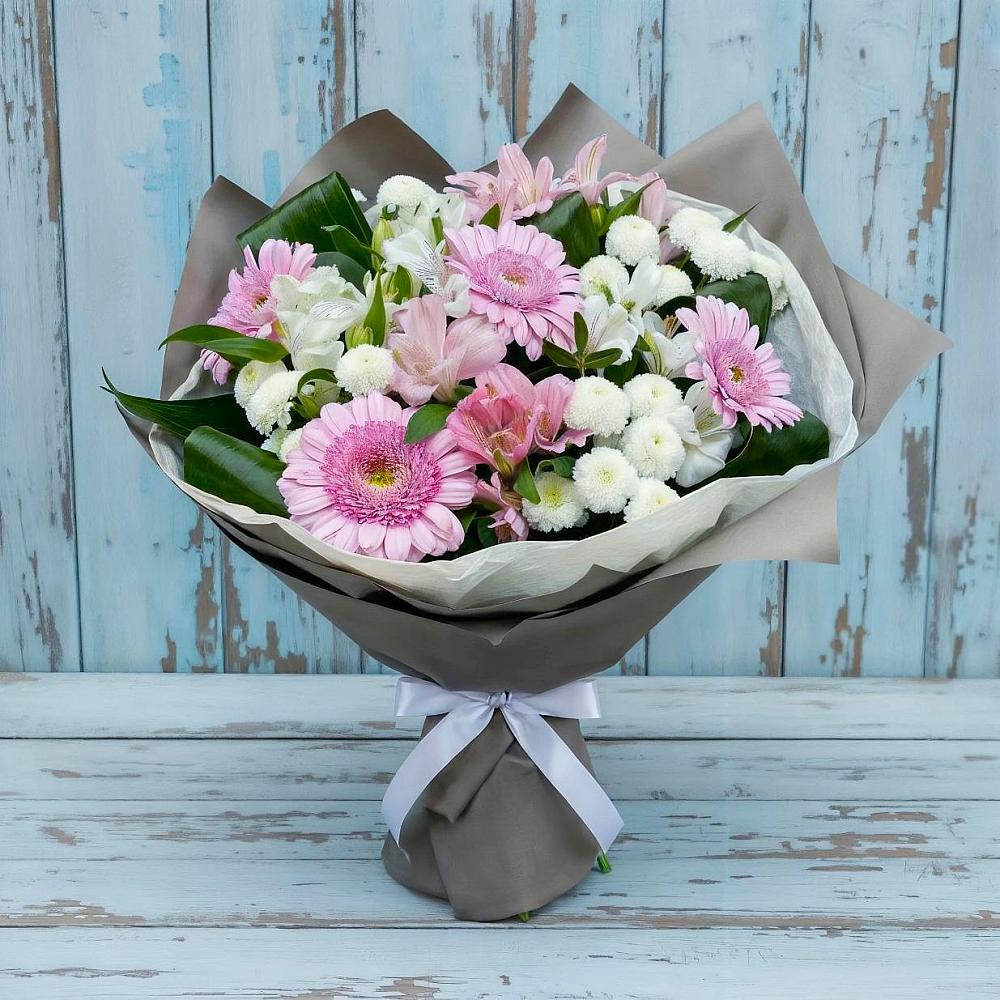 Букет цветов из: Герберы, Альстромерии и Хризантемы в Мотыгино