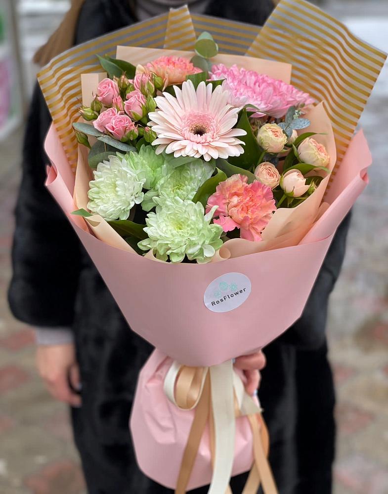 Букет цветов из: Герберы, Хризантемы и Розы в Мотыгино